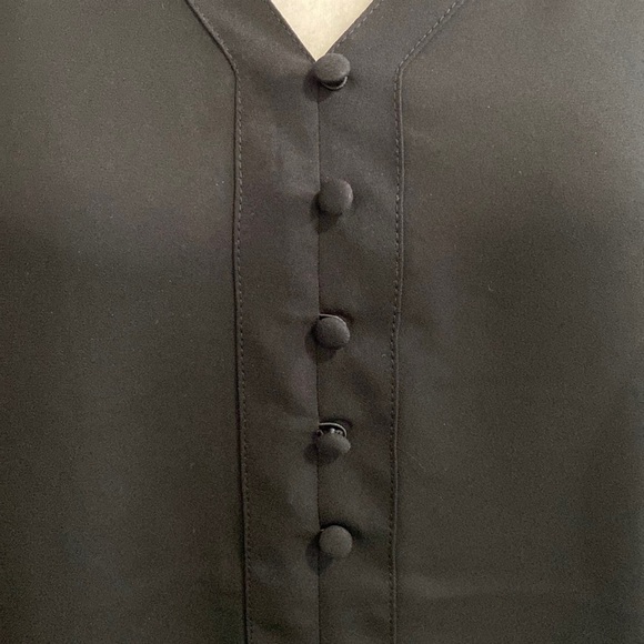 Express Black Portofino V-Neck Button Front Detail Blouse Top Shirt Fall Boho - Picture 4 of 16